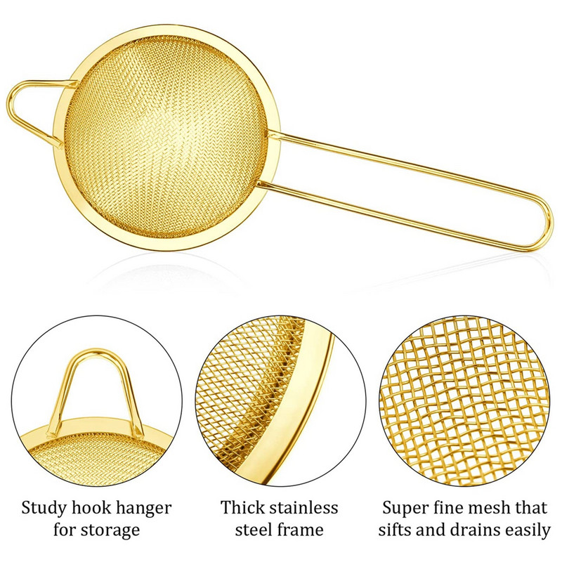 Ултра фина мрежеста цедка за коктейли с дълга дръжка Кухненски бар Мрежеста филтърна лъжица от неръждаема стомана За кафе Мляко Кисело мляко Масло Храна