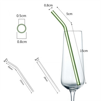 20 см стъклена сламка за смути, прозрачни сламки за многократна употреба за смути млечни шейкове Екологична сламка за съдове за напитки
