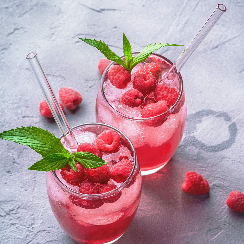 20 cm stiklinis kokteilio šiaudelis, daugkartinio naudojimo skaidrūs gėrimo šiaudeliai kokteilių kokteiliams, aplinkai nekenksmingi gėrimų šiaudeliai