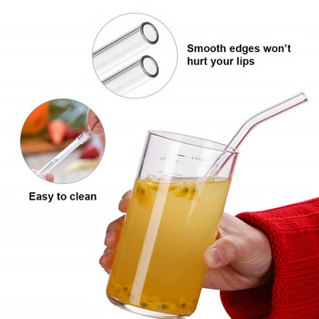 200*8 мм прозрачни стъклени сламки за смутита Коктейли Сламки за пиене Здравословни екологични сламки за многократна употреба Аксесоар за съдове
