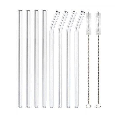 200 * 8 mm skaidraus stiklo šiaudeliai kokteiliams kokteiliams gėrimo šiaudeliai sveiki daugkartiniai ekologiški šiaudeliai gėrimų reikmenys