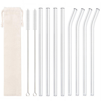 200 * 8 mm skaidraus stiklo šiaudeliai kokteiliams kokteiliams gėrimo šiaudeliai sveiki daugkartiniai ekologiški šiaudeliai gėrimų reikmenys