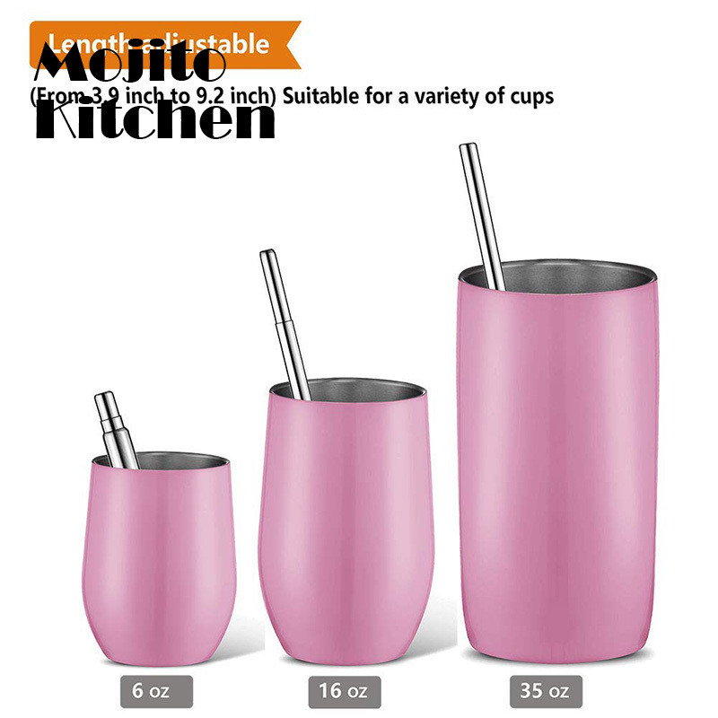 Atkārtoti lietojami nerūsējošā tērauda salmiņi ar alumīnija atslēgu piekariņu korpusa tīrīšanas birsti Saliekama teleskopiska pārnēsājama dzeršana