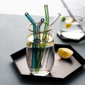 8 цвята Стъклени сламки за многократна употреба Екологична високо боросиликатна стъклена сламка за смути млечни шейкове Напитки Бар аксесоари