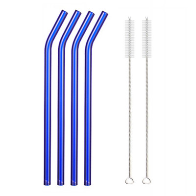 8 krāsu atkārtoti lietojami dzeramā stikla salmiņi, videi draudzīgi augsta borosilikāta stikla salmiņi piena kokteiļu kokteiļiem, dzērienu bāra aksesuāri