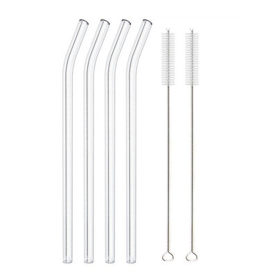 8 krāsu atkārtoti lietojami dzeramā stikla salmiņi, videi draudzīgi augsta borosilikāta stikla salmiņi piena kokteiļu kokteiļiem, dzērienu bāra aksesuāri