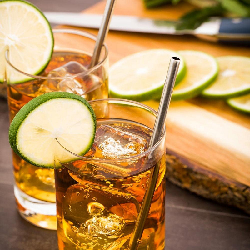 4gab Īsi metāla salmiņi 304 Nerūsējošā tērauda salmiņi Eco atkārtoti lietojami salmiņi bērniem Dzērienu bāra kokteiļu glāzes