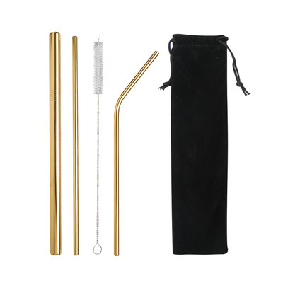 Varavīksnes krāsas atkārtoti lietojamu metāla salmiņu komplekts ar tīrīšanas otu 304 nerūsējošā tērauda dzeramo salmu pienu dzērienu bāra piederumu ballītei