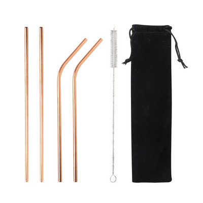 Varavīksnes krāsas atkārtoti lietojamu metāla salmiņu komplekts ar tīrīšanas otu 304 nerūsējošā tērauda dzeramo salmu pienu dzērienu bāra piederumu ballītei