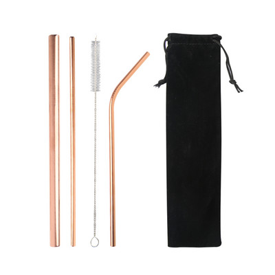 Varavīksnes krāsas atkārtoti lietojamu metāla salmiņu komplekts ar tīrīšanas otu 304 nerūsējošā tērauda dzeramo salmu pienu dzērienu bāra piederumu ballītei