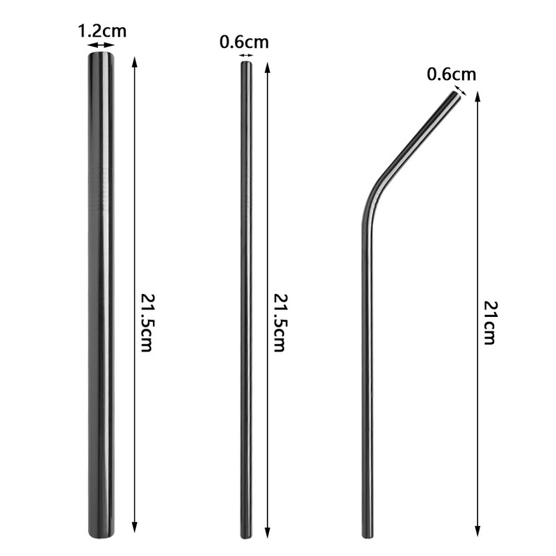 Varavīksnes krāsas atkārtoti lietojamu metāla salmiņu komplekts ar tīrīšanas otu 304 nerūsējošā tērauda dzeramo salmu pienu dzērienu bāra piederumu ballītei
