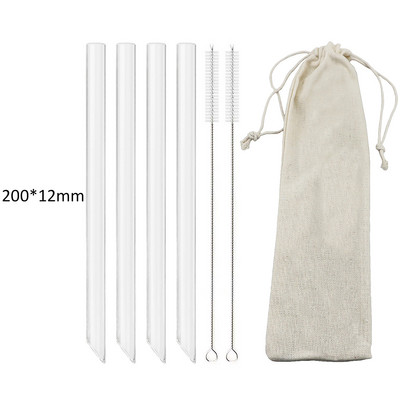 Augsta borosilikāta stikla salmiņi, taisni atkārtoti lietojami dzeramie salmiņi, Boba burbuļi, tēja, piens, kokteiļi, augļu kokteiļi bāra piederumi