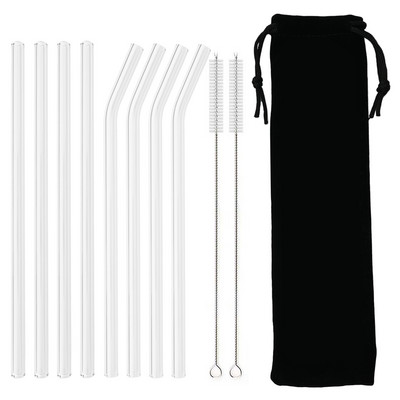 Augsta borosilikāta stikla salmiņi, taisni atkārtoti lietojami dzeramie salmiņi, Boba burbuļi, tēja, piens, kokteiļi, augļu kokteiļi bāra piederumi