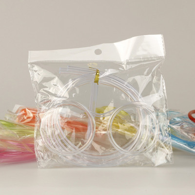 Ochelari amuzanți din paie moi Pai de băut din plastic Tub flexibil unic de băut Accesorii pentru petrecerea de aniversare pentru copii