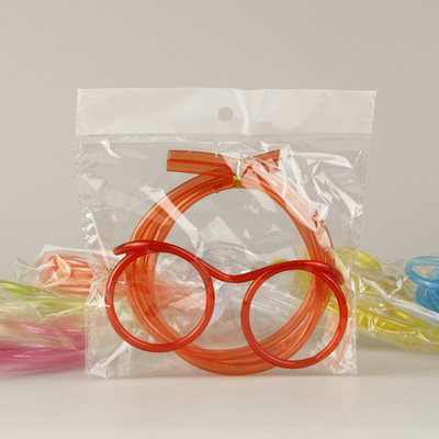 Ochelari amuzanți din paie moi Pai de băut din plastic Tub flexibil unic de băut Accesorii pentru petrecerea de aniversare pentru copii