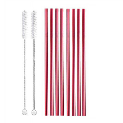 8 gabali videi draudzīgi atkārtoti lietojami dzeršanas salmiņi ar tīrīšanas sukām 8,5 collu 304 nerūsējošā tērauda salmiņi bāra kokteiļu metāla salmiņiem