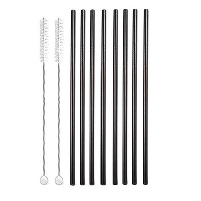 8 gabali videi draudzīgi atkārtoti lietojami dzeršanas salmiņi ar tīrīšanas sukām 8,5 collu 304 nerūsējošā tērauda salmiņi bāra kokteiļu metāla salmiņiem