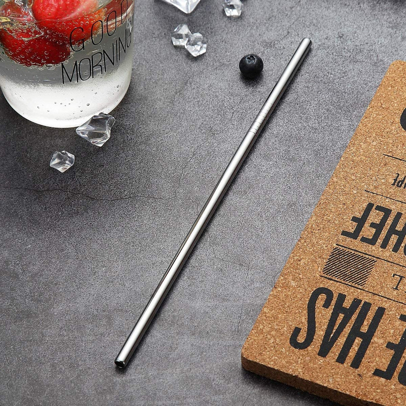 8 gabali videi draudzīgi atkārtoti lietojami dzeršanas salmiņi ar tīrīšanas sukām 8,5 collu 304 nerūsējošā tērauda salmiņi bāra kokteiļu metāla salmiņiem