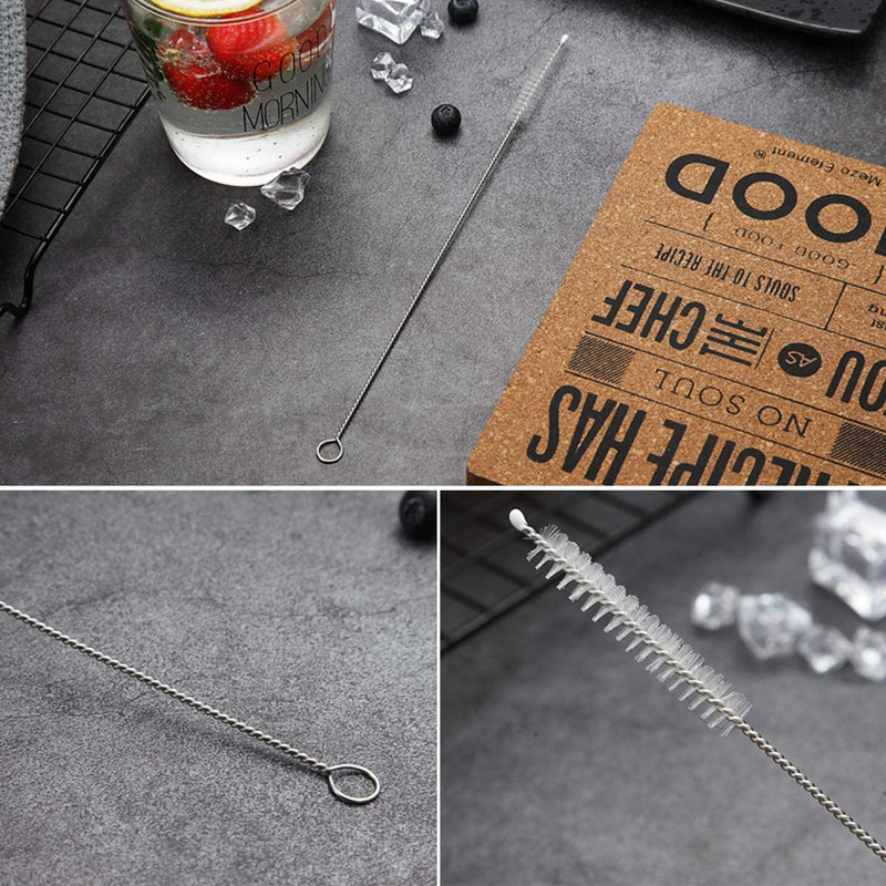 8 gabali videi draudzīgi atkārtoti lietojami dzeršanas salmiņi ar tīrīšanas sukām 8,5 collu 304 nerūsējošā tērauda salmiņi bāra kokteiļu metāla salmiņiem