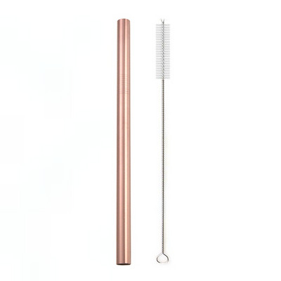 1gab Atkārtoti lietojami dzeramā salmiņi 304 nerūsējošā tērauda salmiņi 12mm plati metāla salmiņi Milkshake burbuļu tējas salmiņi ar tīrīšanas otu