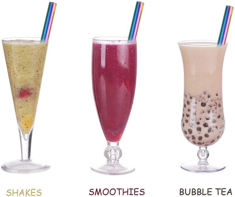 1gab Atkārtoti lietojami dzeramā salmiņi 304 nerūsējošā tērauda salmiņi 12mm plati metāla salmiņi Milkshake burbuļu tējas salmiņi ar tīrīšanas otu