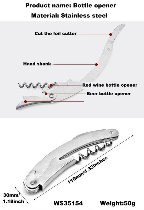 Profesionāli vīna korķviļķi daudzfunkcionāli pudeļu attaisāmie ar griezēju portatīvo skrūvējamu alus vīna attaisāmo dāvanu vīna cienītājiem