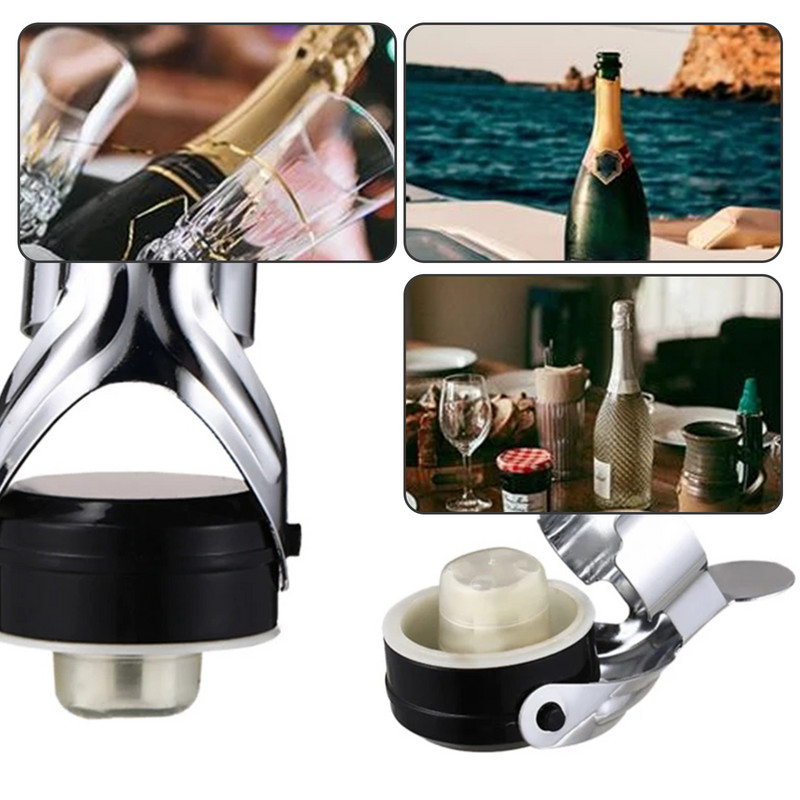 1 бр. Запушалка за шампанско от неръждаема стомана за пенливо вино Champagne Cava Prosecco с вградена помпа под налягане