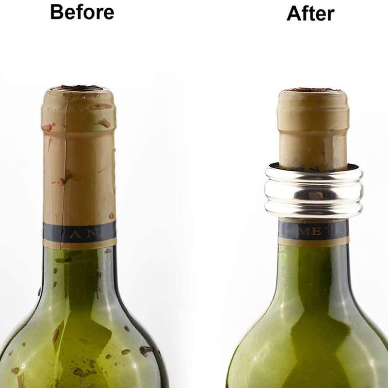 Nerūdijančio plieno vyno butelių antkakliai lašėjimo žiedai su aksomu išklotas nuo perpildymo vyno lašelių gaudyklės namų barui restoranui lauko vakarėliui