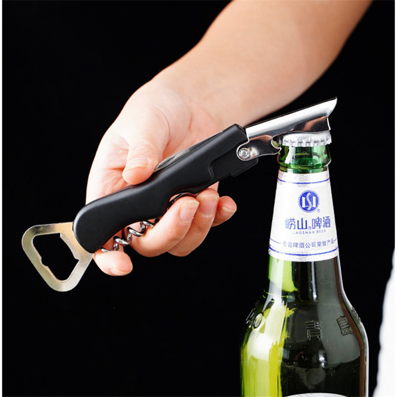 Ръчен бар Отварачка за бутилка бира от неръждаема стомана Запушалка за шампанско Вино Тирбушон Преносим барман Аксесоари за премахване на капачка за сода