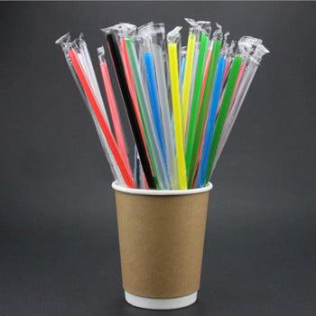 100 τμχ Clear Individually Wrapped Drinking PP Straws Τσάι Ροφήματα Καλαμάκια Smoothies Χοντρό πάρτι γιορτινή εκδήλωση ανθεκτικό