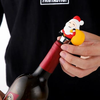 Χριστουγεννιάτικη Σειρά Santa Claus Πώμα για μπουκάλια κρασιού Δώρο για πάρτι Χριστουγεννιάτικο μπαρ Διακόσμηση σφραγισμένο πώμα φρέσκου κρασιού σαμπάνιας
