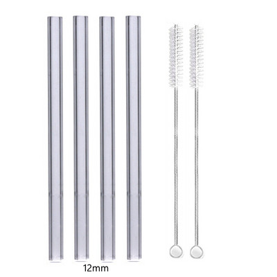 4 vnt 12 mm pločio stiklo šiaudeliai Boba Bubble arbatai Daugkartiniai geriamieji šiaudeliai Smoothie šiaudeliai pieno kokteilių barui Ekologiški šiaudeliai