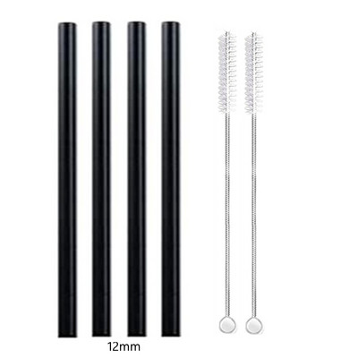 4 vnt 12 mm pločio stiklo šiaudeliai Boba Bubble arbatai Daugkartiniai geriamieji šiaudeliai Smoothie šiaudeliai pieno kokteilių barui Ekologiški šiaudeliai