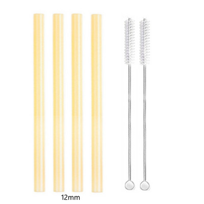 4 vnt 12 mm pločio stiklo šiaudeliai Boba Bubble arbatai Daugkartiniai geriamieji šiaudeliai Smoothie šiaudeliai pieno kokteilių barui Ekologiški šiaudeliai