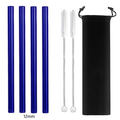 4 vnt 12 mm pločio stiklo šiaudeliai Boba Bubble arbatai Daugkartiniai geriamieji šiaudeliai Smoothie šiaudeliai pieno kokteilių barui Ekologiški šiaudeliai