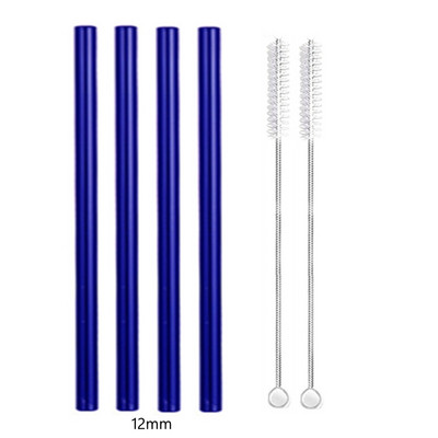4 vnt 12 mm pločio stiklo šiaudeliai Boba Bubble arbatai Daugkartiniai geriamieji šiaudeliai Smoothie šiaudeliai pieno kokteilių barui Ekologiški šiaudeliai