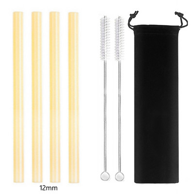 4 vnt 12 mm pločio stiklo šiaudeliai Boba Bubble arbatai Daugkartiniai geriamieji šiaudeliai Smoothie šiaudeliai pieno kokteilių barui Ekologiški šiaudeliai