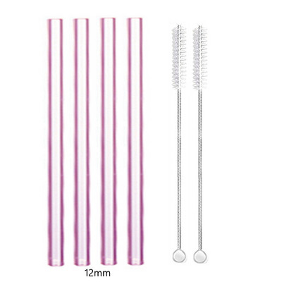 4 vnt 12 mm pločio stiklo šiaudeliai Boba Bubble arbatai Daugkartiniai geriamieji šiaudeliai Smoothie šiaudeliai pieno kokteilių barui Ekologiški šiaudeliai