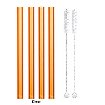 4 vnt 12 mm pločio stiklo šiaudeliai Boba Bubble arbatai Daugkartiniai geriamieji šiaudeliai Smoothie šiaudeliai pieno kokteilių barui Ekologiški šiaudeliai