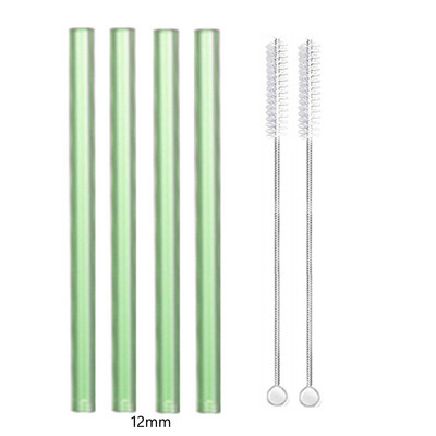 4 vnt 12 mm pločio stiklo šiaudeliai Boba Bubble arbatai Daugkartiniai geriamieji šiaudeliai Smoothie šiaudeliai pieno kokteilių barui Ekologiški šiaudeliai
