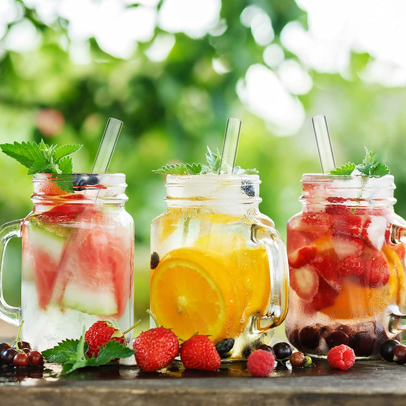 4 vnt 12 mm pločio stiklo šiaudeliai Boba Bubble arbatai Daugkartiniai geriamieji šiaudeliai Smoothie šiaudeliai pieno kokteilių barui Ekologiški šiaudeliai