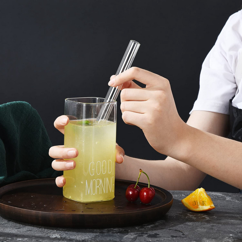 4 vnt 12 mm pločio stiklo šiaudeliai Boba Bubble arbatai Daugkartiniai geriamieji šiaudeliai Smoothie šiaudeliai pieno kokteilių barui Ekologiški šiaudeliai