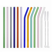 8,5"x8 mm-es újrafelhasználható üvegszívószál-készlet, többszínű üveg egészséges környezetbarát szívószálak koktélturmixhoz