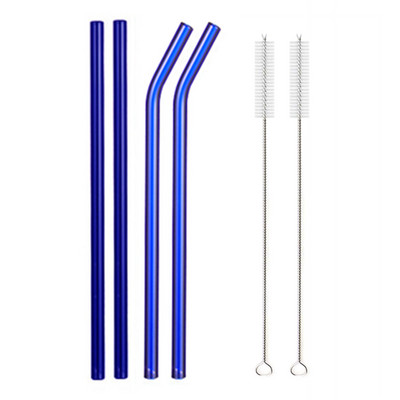 8,5"x8 mm-es újrafelhasználható üvegszívószál-készlet, többszínű üveg egészséges környezetbarát szívószálak koktélturmixhoz