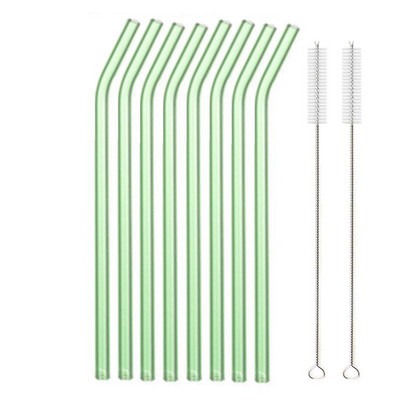 8,5"x8 mm-es újrafelhasználható üvegszívószál-készlet, többszínű üveg egészséges környezetbarát szívószálak koktélturmixhoz