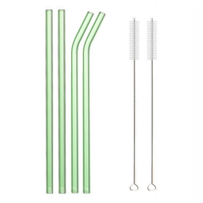 8,5"x8 mm-es újrafelhasználható üvegszívószál-készlet, többszínű üveg egészséges környezetbarát szívószálak koktélturmixhoz