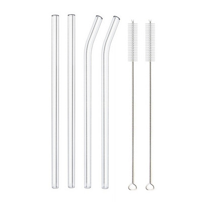 8,5"x8 mm-es újrafelhasználható üvegszívószál-készlet, többszínű üveg egészséges környezetbarát szívószálak koktélturmixhoz