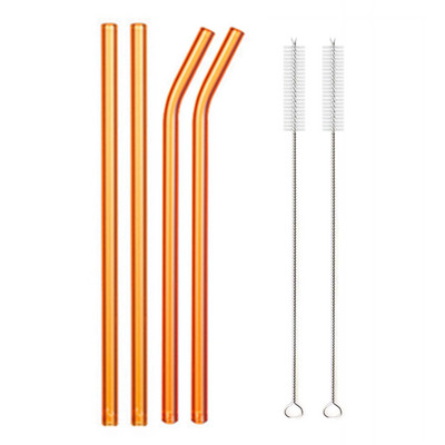 8,5"x8 mm-es újrafelhasználható üvegszívószál-készlet, többszínű üveg egészséges környezetbarát szívószálak koktélturmixhoz