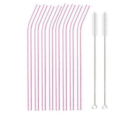 8,5"x8 mm-es újrafelhasználható üvegszívószál-készlet, többszínű üveg egészséges környezetbarát szívószálak koktélturmixhoz