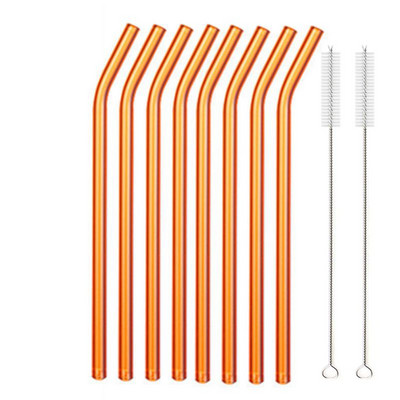 8,5"x8 mm-es újrafelhasználható üvegszívószál-készlet, többszínű üveg egészséges környezetbarát szívószálak koktélturmixhoz